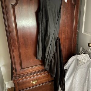 Maniere De Voir Black Asymmetrical Sheath Dress